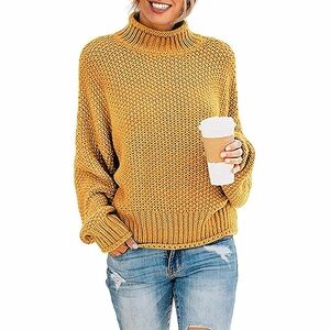 Zesica Cozy Mustard Turtleneck Sweater Size Large